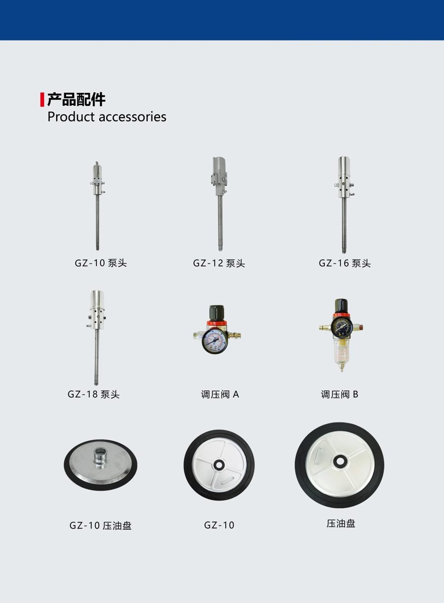 Lubrication accessory set with pump heads and pressure plates